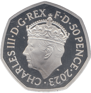 2023 SILVER PROOF CHARLES III CORONATION FIFTY PENCE UNITED KINGDOM - SILVER WORLD COINS - Cambridgeshire Coins