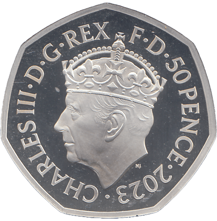 2023 SILVER PROOF CHARLES III CORONATION FIFTY PENCE UNITED KINGDOM - SILVER WORLD COINS - Cambridgeshire Coins