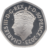 2023 SILVER PROOF CHARLES III CORONATION FIFTY PENCE UNITED KINGDOM - SILVER WORLD COINS - Cambridgeshire Coins