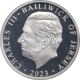 2023 SILVER PROOF CHARLES III FIVE POUNDS JERSEY - SILVER WORLD COINS - Cambridgeshire Coins