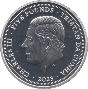 2023 SILVER PROOF FIVE POUNDS TRISTAN DA CUNHA - SILVER WORLD COINS - Cambridgeshire Coins