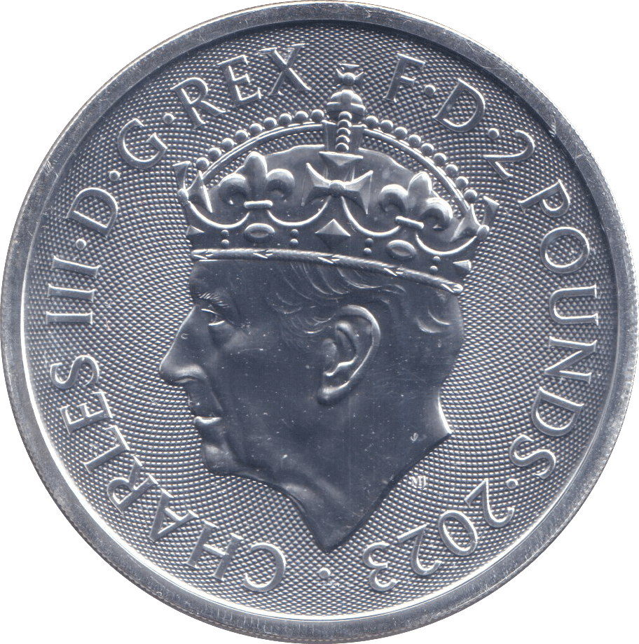 2023 SILVER TWO POUND KING CHARLES CORONATION BRILLIANT UNCIRCULATED - SILVER WORLD COINS - Cambridgeshire Coins