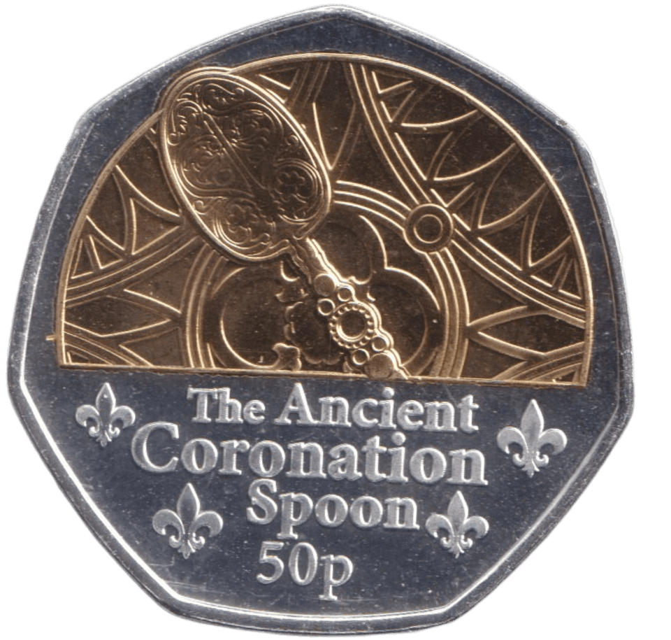 2023 THE ANCIENT CORONATION SPOON 50P ISLE OF MAN - 50P REGIONAL ISSUES - Cambridgeshire Coins