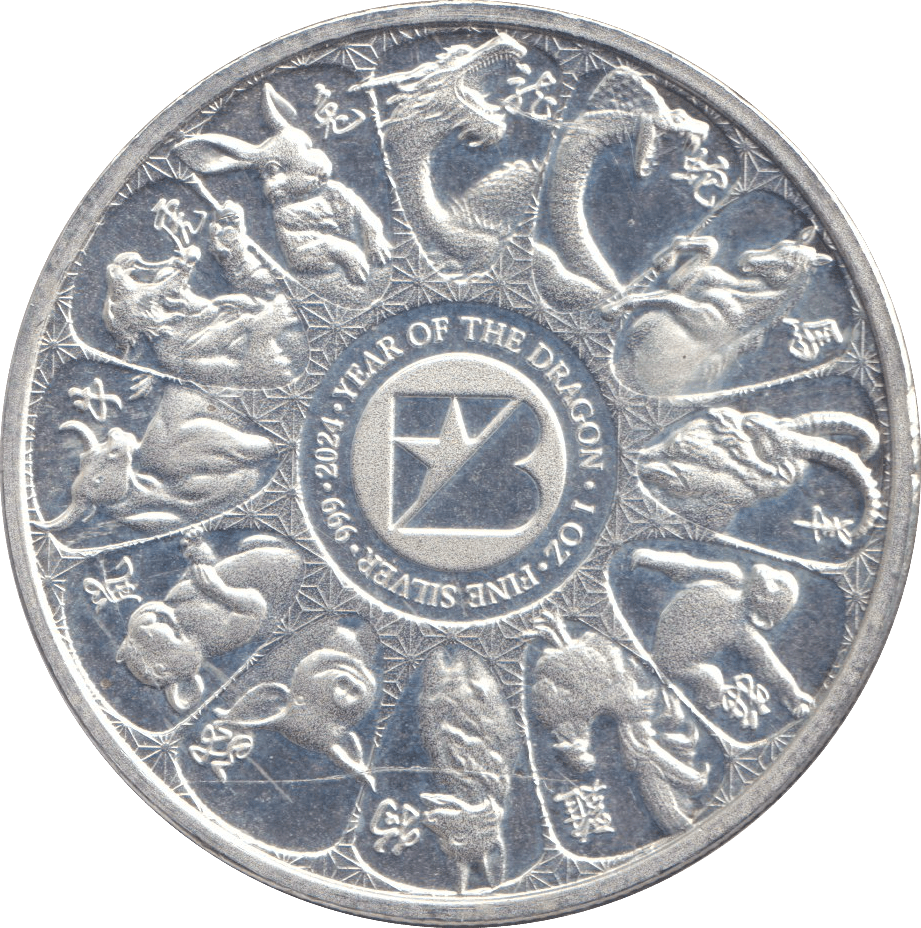 2024 1OZ .999 FINE SILVER COIN YEAR OF DRAGON - SILVER WORLD COINS - Cambridgeshire Coins