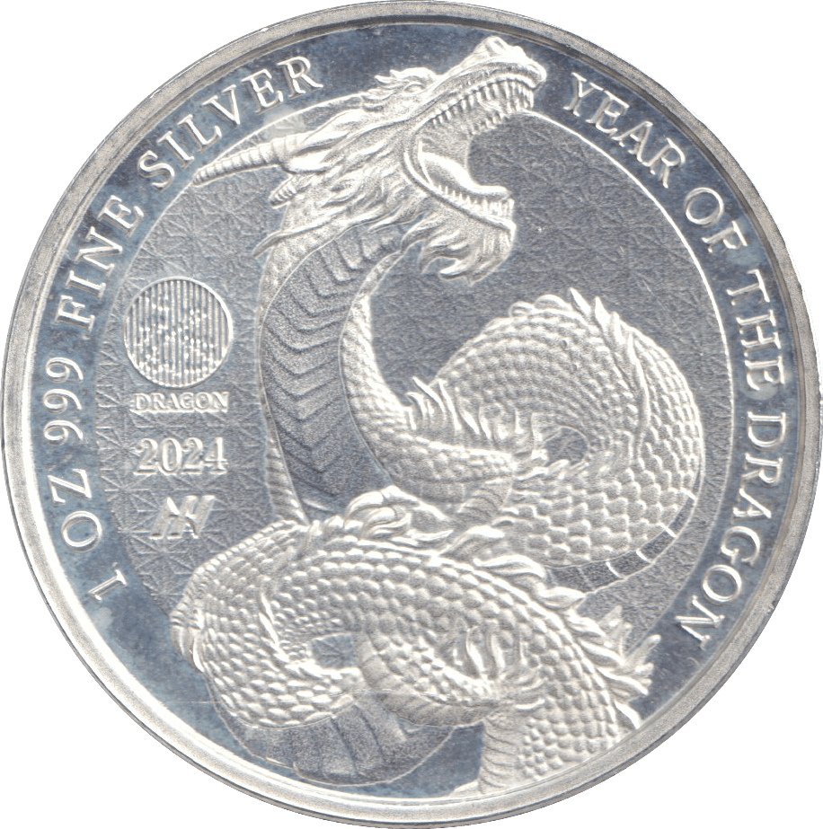 2024 1OZ .999 FINE SILVER COIN YEAR OF DRAGON - SILVER WORLD COINS - Cambridgeshire Coins