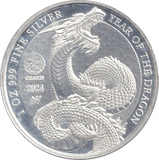 2024 1OZ .999 FINE SILVER COIN YEAR OF DRAGON - SILVER WORLD COINS - Cambridgeshire Coins