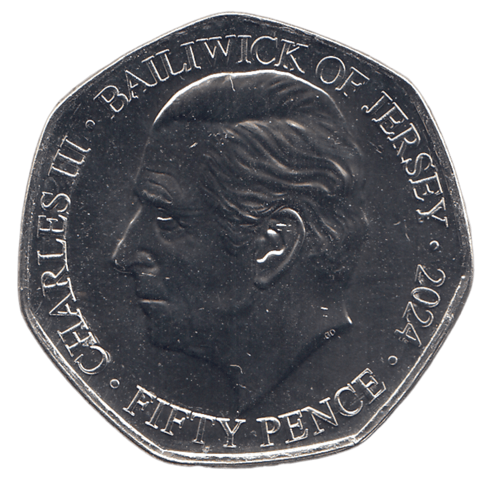 2024 50 P 1845 ST HELIER FIRE BRIGADE ( BU ) - 50P CIRCULATED - Cambridgeshire Coins