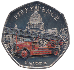 2024 50 PENCE 1934 LONDON FIRE BRIGADE ( BU ) - WORLD COINS - Cambridgeshire Coins