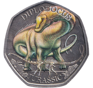 2024 50 PENCE DIPLODOCUS JURASSIC COLOURED - WORLD COINS - Cambridgeshire Coins