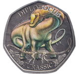 2024 50 PENCE DIPLODOCUS JURASSIC COLOURED - WORLD COINS - Cambridgeshire Coins