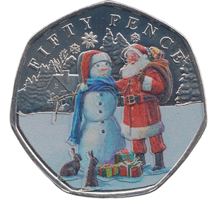 2024 50 PENCE SNOWMAN BAILIWICK OF GUERNSEY COLOURED ( BU ) - WORLD COINS - Cambridgeshire Coins