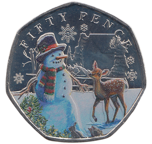 2024 50 PENCE SNOWMAN BAILIWICK OF GUERNSEY COLOURED ( BU ) - WORLD COINS - Cambridgeshire Coins