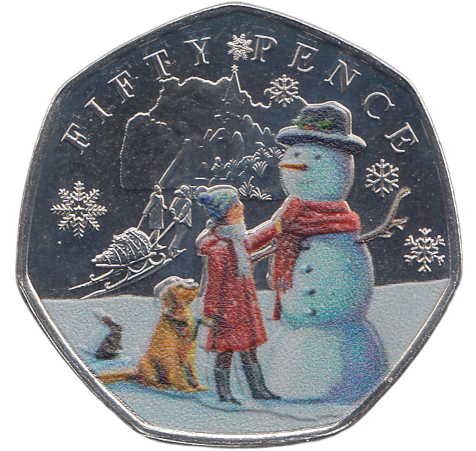 2024 50 PENCE SNOWMAN BAILIWICK OF GUERNSEY COLOURED ( BU ) - WORLD COINS - Cambridgeshire Coins