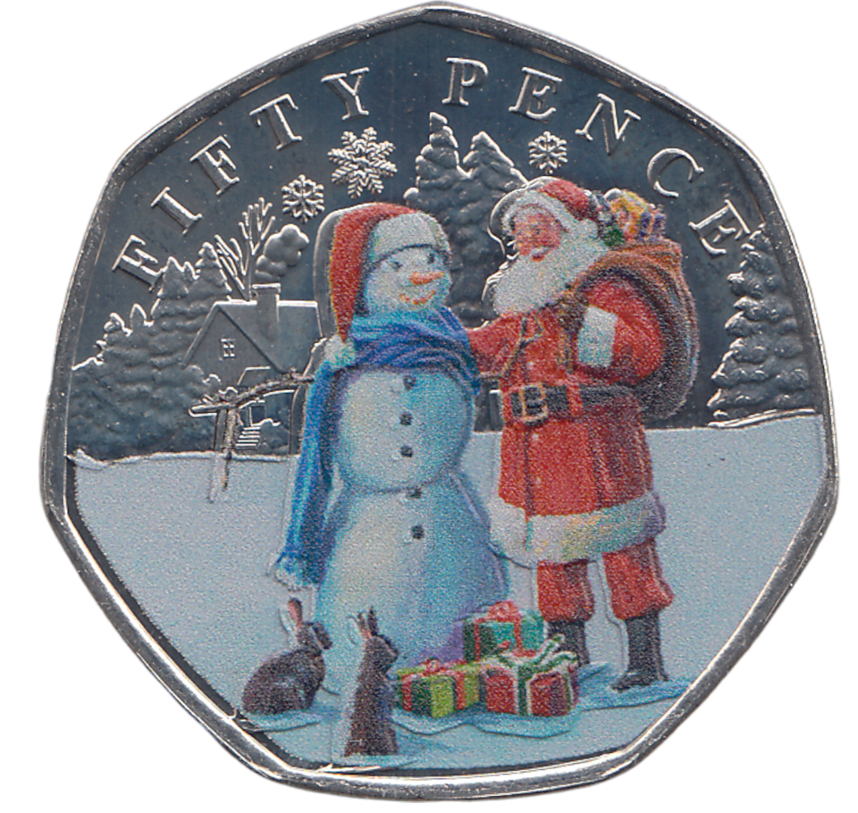2024 50 PENCE SNOWMAN BAILIWICK OF GUERNSEY COLOURED ( BU ) - WORLD COINS - Cambridgeshire Coins