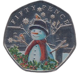 2024 50 PENCE SNOWMAN BAILIWICK OF GUERNSEY COLOURED ( BU ) - WORLD COINS - Cambridgeshire Coins