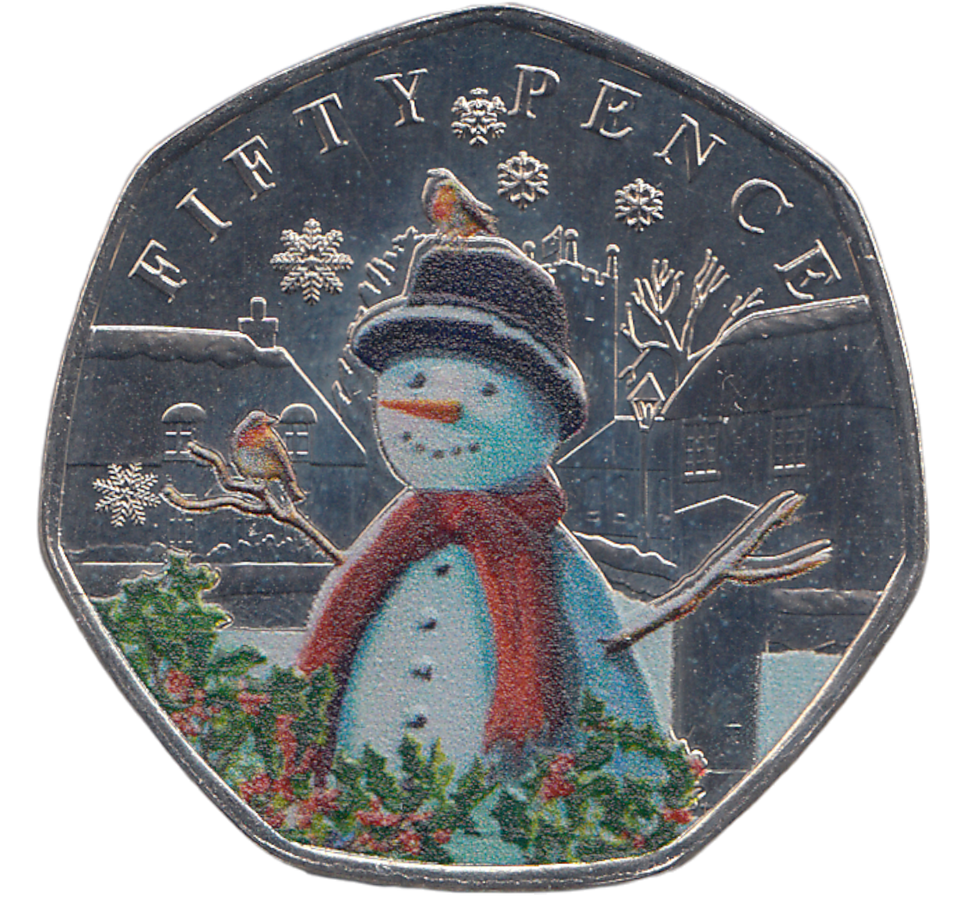 2024 50 PENCE SNOWMAN BAILIWICK OF GUERNSEY COLOURED ( BU ) - WORLD COINS - Cambridgeshire Coins