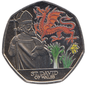 2024 50 PENCE ST DAVID OF WALES COLOURED - WORLD COINS - Cambridgeshire Coins