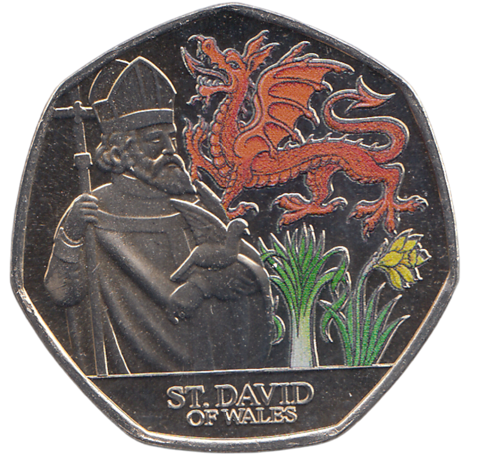 2024 50 PENCE ST DAVID OF WALES COLOURED - WORLD COINS - Cambridgeshire Coins