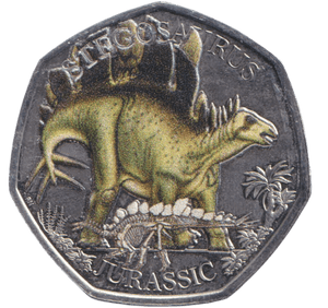 2024 50 PENCE STEGOSAURUS JURASSIC COLOURED - WORLD COINS - Cambridgeshire Coins