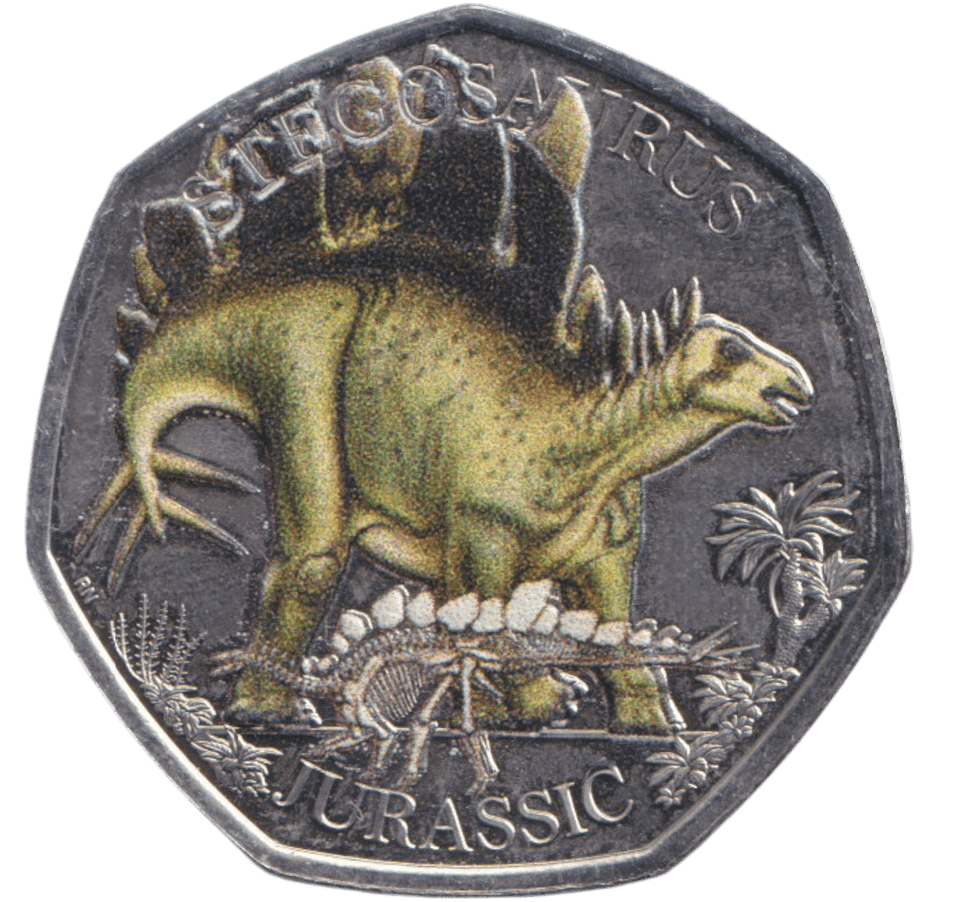 2024 50 PENCE STEGOSAURUS JURASSIC COLOURED - WORLD COINS - Cambridgeshire Coins