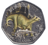 2024 50 PENCE STEGOSAURUS JURASSIC COLOURED - WORLD COINS - Cambridgeshire Coins
