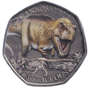 2024 50 PENCE TYRANNOSAURUS CRETACEOUS COLOURED - WORLD COINS - Cambridgeshire Coins
