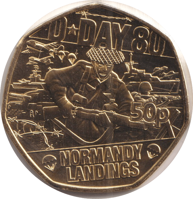 2024 50P D - DAY 80 - NORMANDY LANDINGS ISLE OF MAN - WORLD COINS - Cambridgeshire Coins