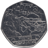 2024 50P FRENCH RESISTANCE D DAY 80TH ANNIVERSARY ( BU ) - 50p BU - Cambridgeshire Coins