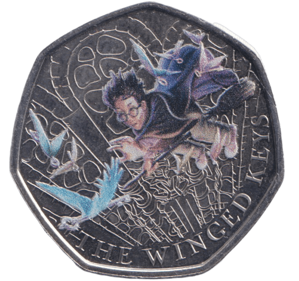 2024 50P HARRY POTTER THE WINGED KEYS COLOURED ( BU ) - WORLD COINS - Cambridgeshire Coins