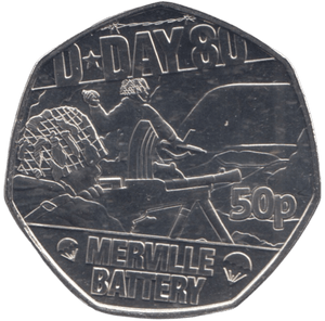 2024 50P MERVILLE BATTERY D DAY 80TH ANNIVERSARY ( BU ) - 50p BU - Cambridgeshire Coins