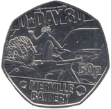 2024 50P MERVILLE BATTERY D DAY 80TH ANNIVERSARY ( BU ) - 50p BU - Cambridgeshire Coins