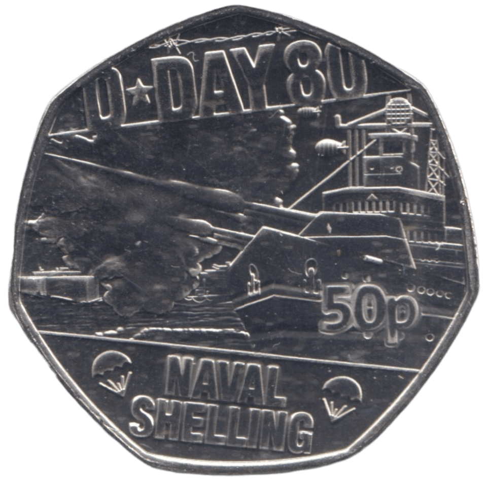2024 50P NAVAL SHELLING D DAY 80TH ANNIVERSARY ( BU ) - 50p BU - Cambridgeshire Coins