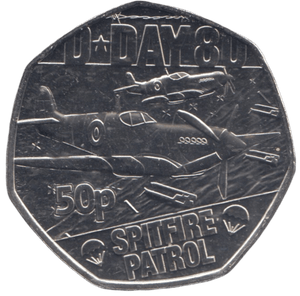 2024 50P SPITFIRE PATROL D DAY 80TH ANNIVERSARY ( BU ) - 50p BU - Cambridgeshire Coins