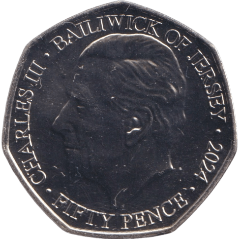 2024 50P ST. GEORGE OF ENGLAND BAILIWICK OF JERSEY COLOURED ( BU ) - 50P REGIONAL ISSUES - Cambridgeshire Coins