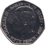2024 50P ST. GEORGE OF ENGLAND BAILIWICK OF JERSEY COLOURED ( BU ) - 50P REGIONAL ISSUES - Cambridgeshire Coins