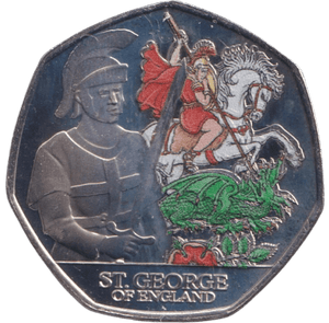 2024 50P ST. GEORGE OF ENGLAND BAILIWICK OF JERSEY COLOURED ( BU ) - 50P REGIONAL ISSUES - Cambridgeshire Coins