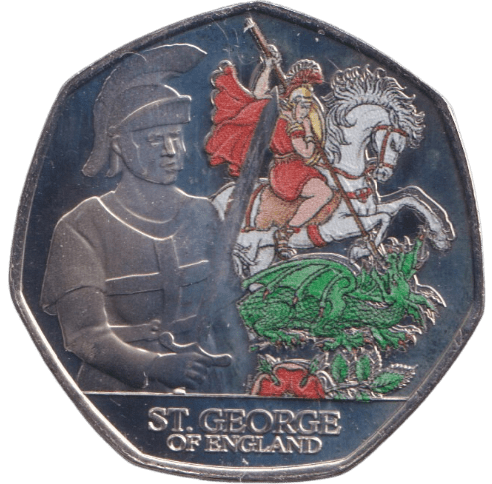 2024 50P ST. GEORGE OF ENGLAND BAILIWICK OF JERSEY COLOURED ( BU ) - 50P REGIONAL ISSUES - Cambridgeshire Coins
