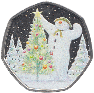 2024 50P THE SNOWMAN COLOURED ( BU ) - WORLD COINS - Cambridgeshire Coins