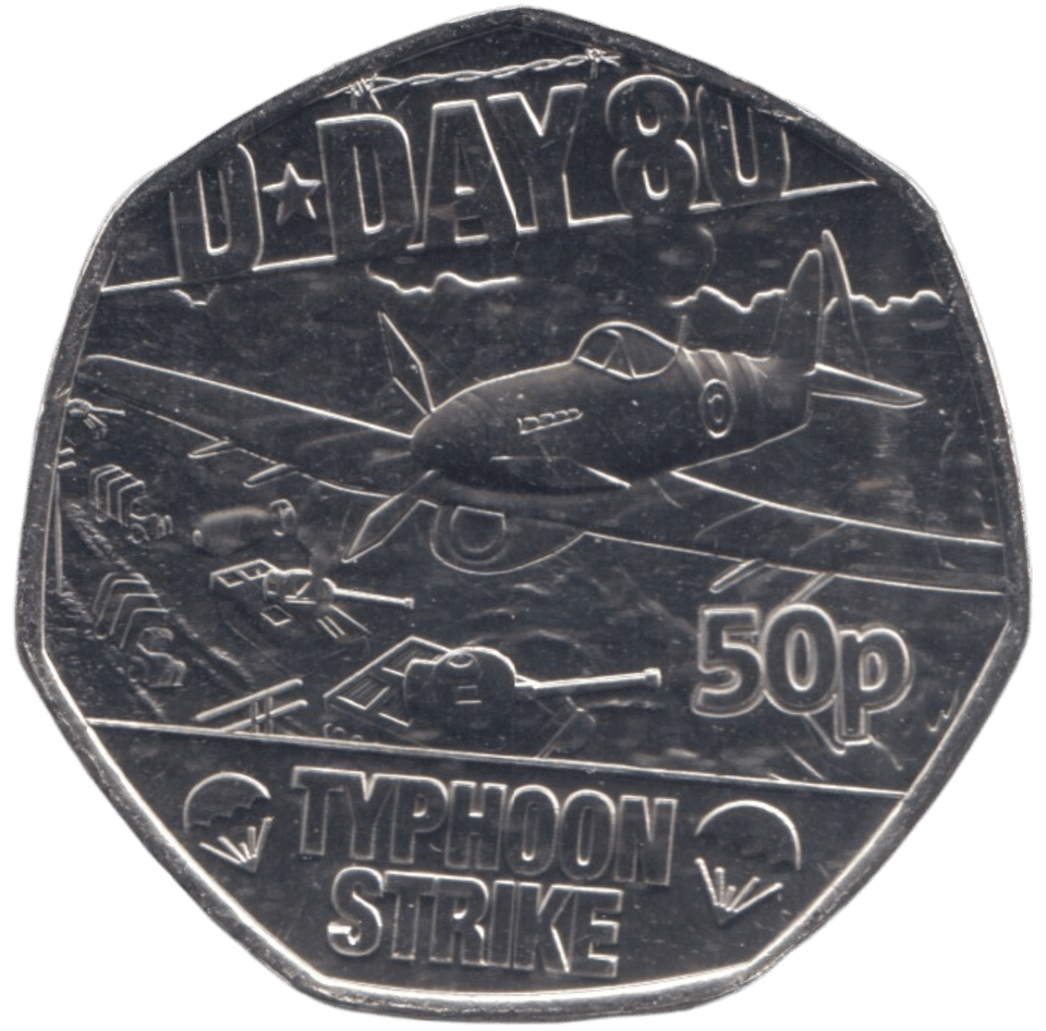 2024 50P TYPHOON STRIKE D DAY 80TH ANNIVERSARY ( BU ) - 50p BU - Cambridgeshire Coins