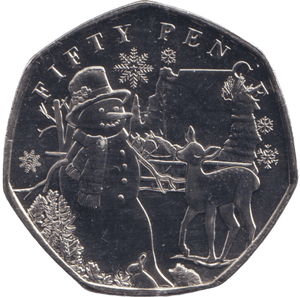 2024 BAILIWICK OF GUERNSEY CHRISTMAS SNOW BAMBI 50P BU - 50P REGIONAL ISSUE - Cambridgeshire Coins