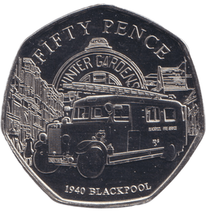 2024 BAILIWICK OF JERSEY FIRE BRIGADE - BLACKPOOL 50P BU - 50P REGIONAL ISSUE - Cambridgeshire Coins
