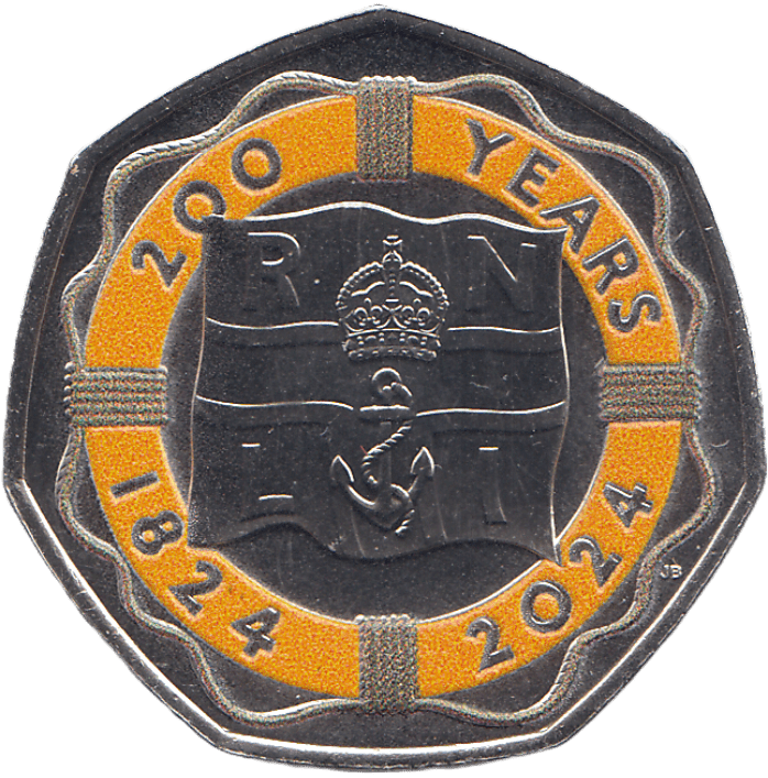 2024 BRILLIANT UNCIRCULATED COLOURISED 200 YEARS RNLI FIFTY PENCE - 50p BU - Cambridgeshire Coins