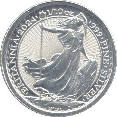 2024 BRILLIANT UNCIRCULATED SILVER 1/10 OUNCE BRITANNIA - SILVER WORLD COINS - Cambridgeshire Coins