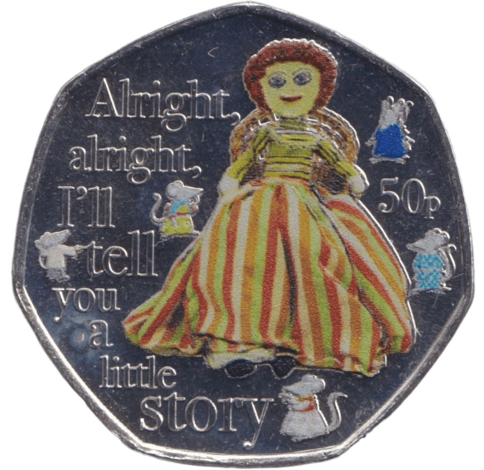 2024 COLOURED 50P BAGPUSS BU MADELINE THE RAG DOLL - 50p BU - Cambridgeshire Coins
