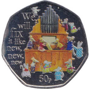 2024 COLOURED 50P BAGPUSS MICE BU - 50p BU - Cambridgeshire Coins