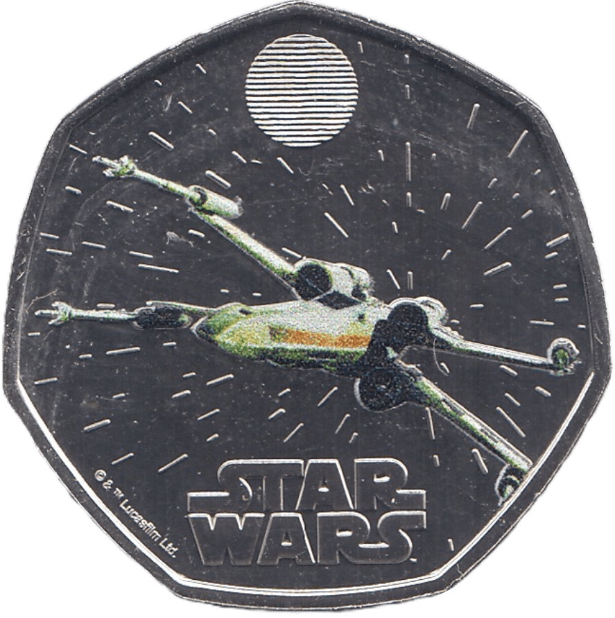 2024 FIFTY PENCE BRILLIANT UNCIRCULATED COLOURISED X WING - 50p BU - Cambridgeshire Coins