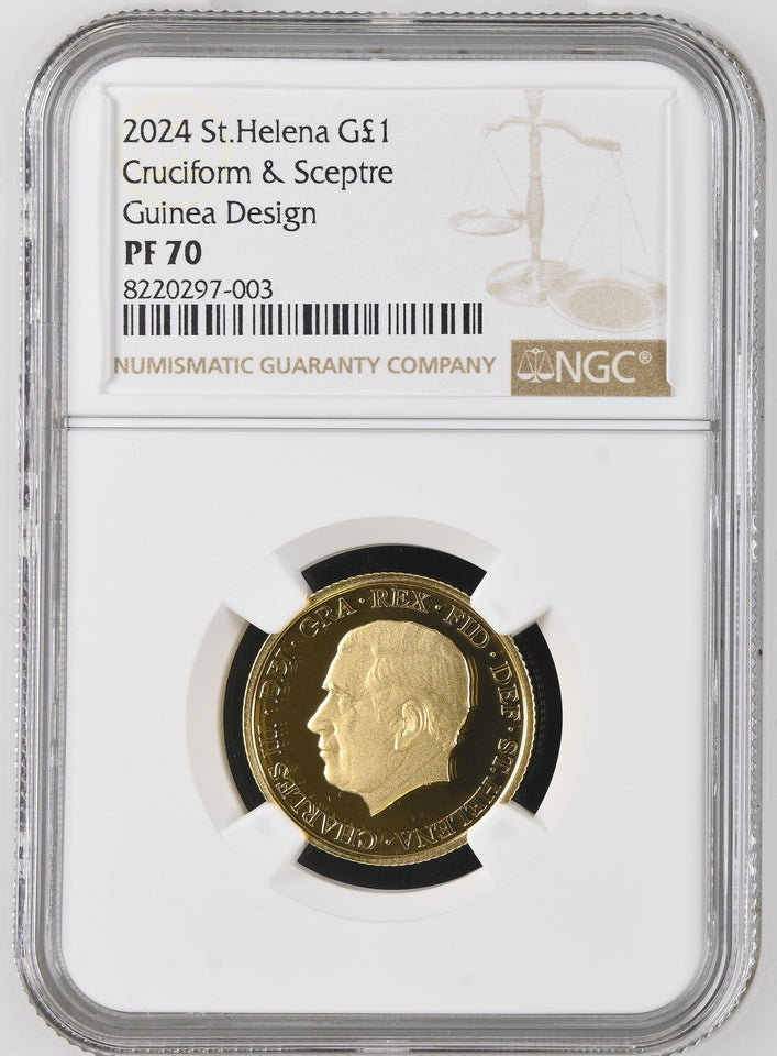 2024 GOLD £1 CRUCIFORM & SCEPTRE PF70 ULTRA CAMEO - NGC GOLD £1 - Cambridgeshire Coins