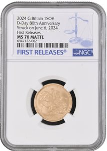 2024 GOLD PROOF SOVEREIGN D-DAY 80TH ANNIVERSARY NGC MS 70 - NGC GOLD SOVEREIGN - Cambridgeshire Coins