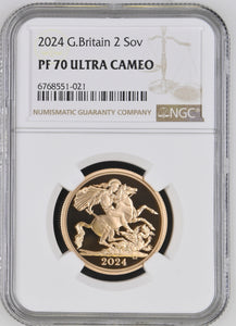 2024 GREAT BRITAIN GOLD DOUBLE SOVEREIGN NGC PF 70 ULTRA CAMEO - NGC GOLD £2 - Cambridgeshire Coins