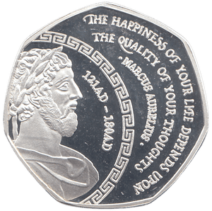 2024 MARCUS AURELIUS 50P SHAPED COMMEMORATIVE COIN ( PROOF ) - WORLD COINS - Cambridgeshire Coins